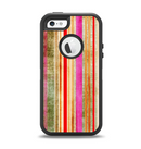 The Smudged Pink Painted Stripes Pattern Apple iPhone 5-5s Otterbox Defender Case Skin Set