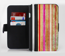 The Smudged Pink Painted Stripes Pattern Ink-Fuzed Leather Folding Wallet Credit-Card Case for the Apple iPhone 6/6s, 6/6s Plus, 5/5s and 5c