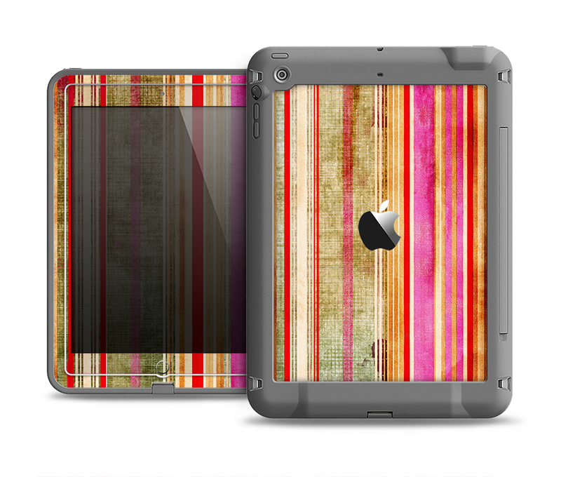The Smudged Pink Painted Stripes Pattern Apple iPad Air LifeProof Fre Case Skin Set
