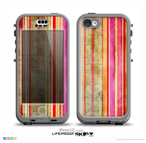 The Smudged Pink Painted Stripes Pattern Skin for the iPhone 5c nüüd LifeProof Case