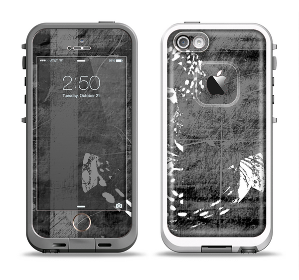 The Smudged White and Black Anchor Pattern Apple iPhone 5-5s LifeProof Fre Case Skin Set