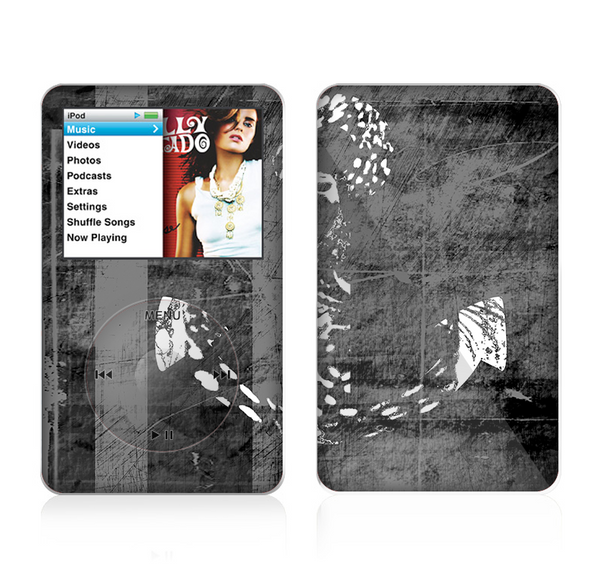 The Smudged White and Black Anchor Pattern Skin For The Apple iPod Classic