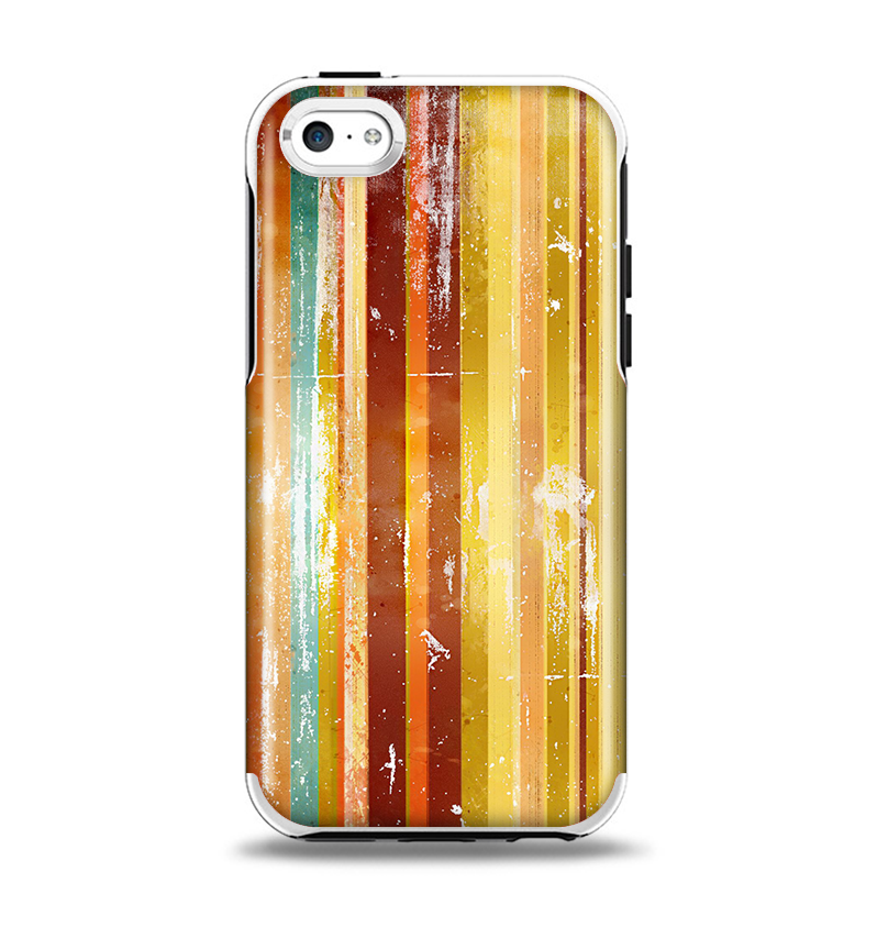The Smudged Yellow Painted Stripes Pattern Apple iPhone 5c Otterbox Symmetry Case Skin Set