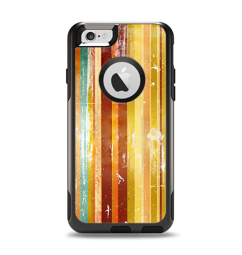 The Smudged Yellow Painted Stripes Pattern Apple iPhone 6 Otterbox Commuter Case Skin Set