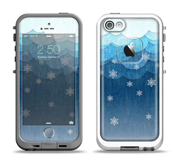The Snowy Blue Paper Scene Apple iPhone 5-5s LifeProof Fre Case Skin Set