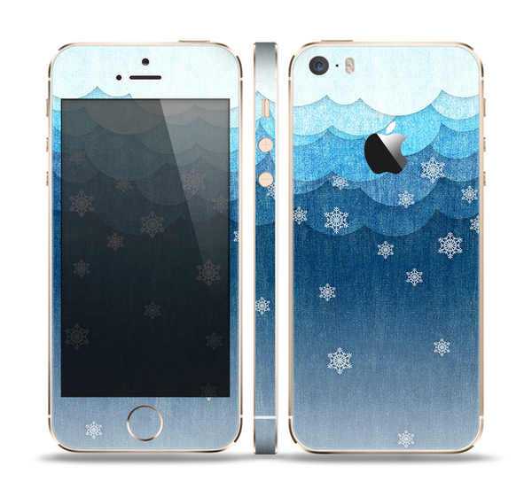 The Snowy Blue Paper Scene Skin Set for the Apple iPhone 5s