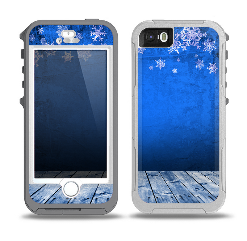 The Snowy Blue Wooden Dock Skin for the iPhone 5-5s OtterBox Preserver WaterProof Case