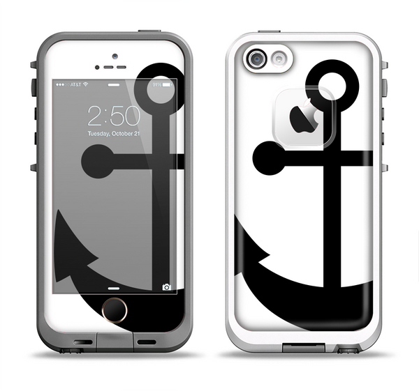 The Solid Black Anchor Silhouette Apple iPhone 5-5s LifeProof Fre Case Skin Set