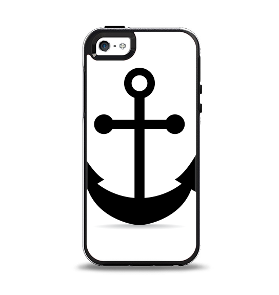 The Solid Black Anchor Silhouette Apple iPhone 5-5s Otterbox Symmetry Case Skin Set