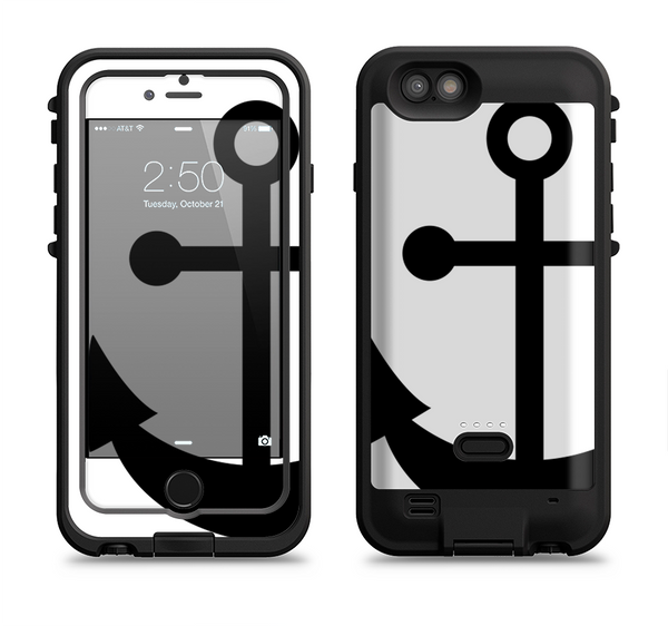 The Solid Black Anchor Silhouette Apple iPhone 6/6s LifeProof Fre POWER Case Skin Set