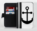 The Solid Black Anchor Silhouette Ink-Fuzed Leather Folding Wallet Credit-Card Case for the Apple iPhone 6/6s, 6/6s Plus, 5/5s and 5c