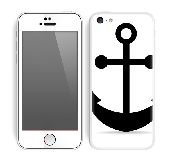 The Solid Black Anchor Silhouette Skin for the Apple iPhone 5c