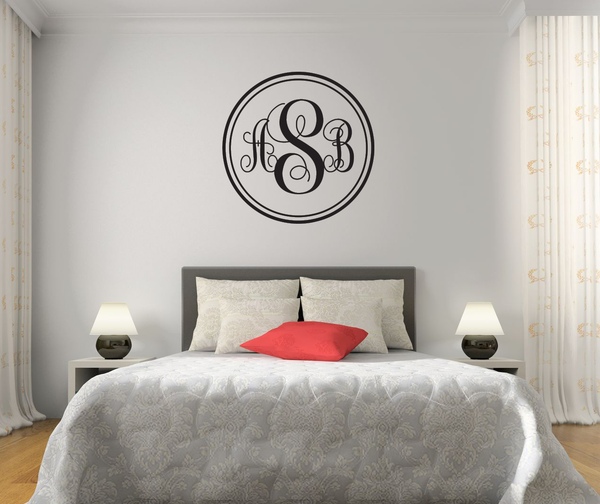 The Solid Black Script Monogram V1 Wall Decal
