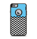 The Solid Blue with Black & White Chevron Pattern Apple iPhone 6 Otterbox Defender Case Skin Set