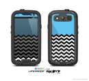 The Solid Blue with Black & White Chevron Pattern Skin For The Samsung Galaxy S3 LifeProof Case