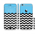 The Solid Blue with Black & White Chevron Pattern Sectioned Skin Series for the Apple iPhone 6s Plus