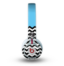 The Solid Blue with Black & White Chevron Pattern Skin for the Beats by Dre Mixr Headphones