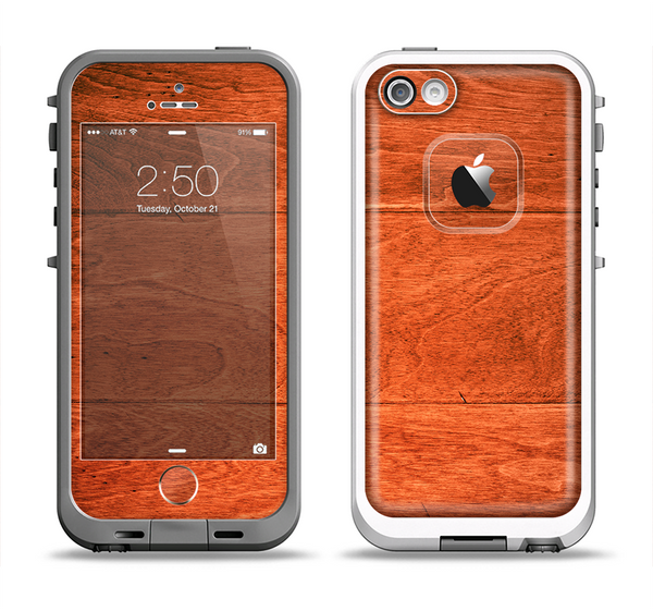 The Solid Cherry Wood Planks Apple iPhone 5-5s LifeProof Fre Case Skin Set