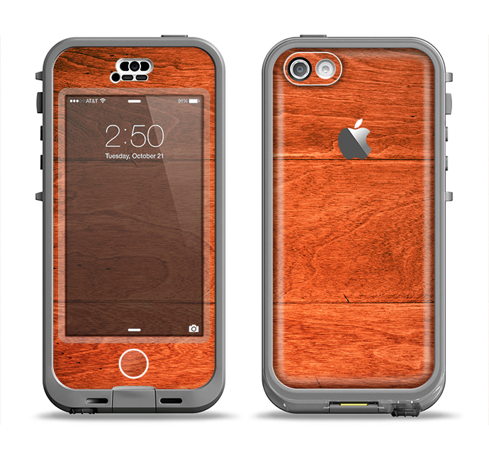 The Solid Cherry Wood Planks Apple iPhone 5c LifeProof Nuud Case Skin Set