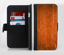 The Solid Cherry Wood Planks Ink-Fuzed Leather Folding Wallet Credit-Card Case for the Apple iPhone 6/6s, 6/6s Plus, 5/5s and 5c