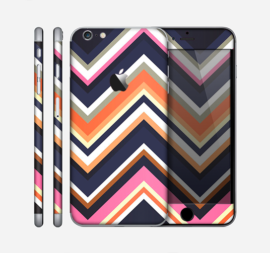 The Solid Pink & Blue Colored Chevron Pattern Skin for the Apple iPhone 6 Plus