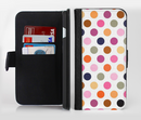 The Solid Pink & Blue Colored Polka Dots Ink-Fuzed Leather Folding Wallet Credit-Card Case for the Apple iPhone 6/6s, 6/6s Plus, 5/5s and 5c
