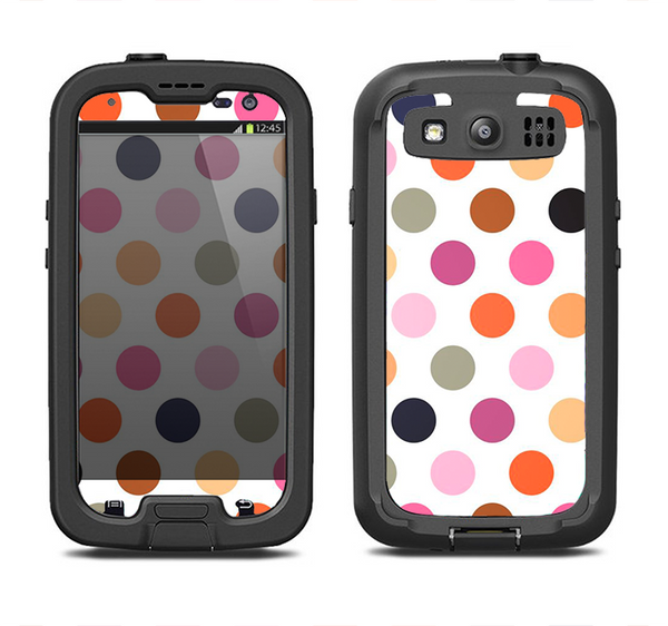The Solid Pink & Blue Colored Polka Dots Samsung Galaxy S3 LifeProof Fre Case Skin Set