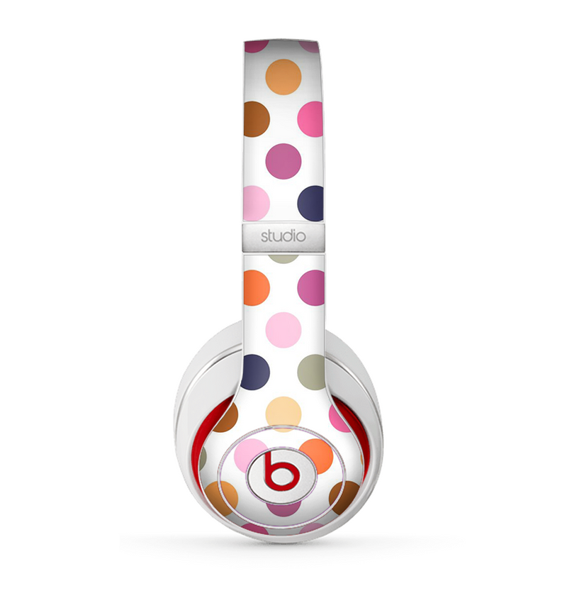 The Solid Pink & Blue Colored Polka Dots Skin for the Beats by Dre Studio (2013+ Version) Headphones
