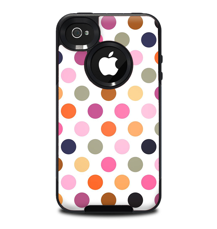 The Solid Pink & Blue Colored Polka Dots Skin for the iPhone 4-4s OtterBox Commuter Case