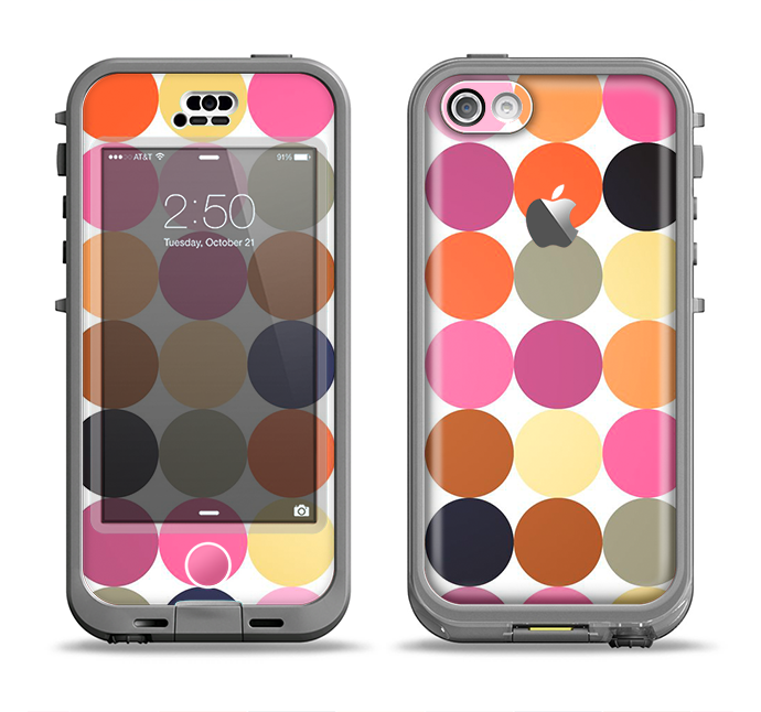 The Solid Pink & Blue Colored Polka Dots V2 Apple iPhone 5c LifeProof Nuud Case Skin Set