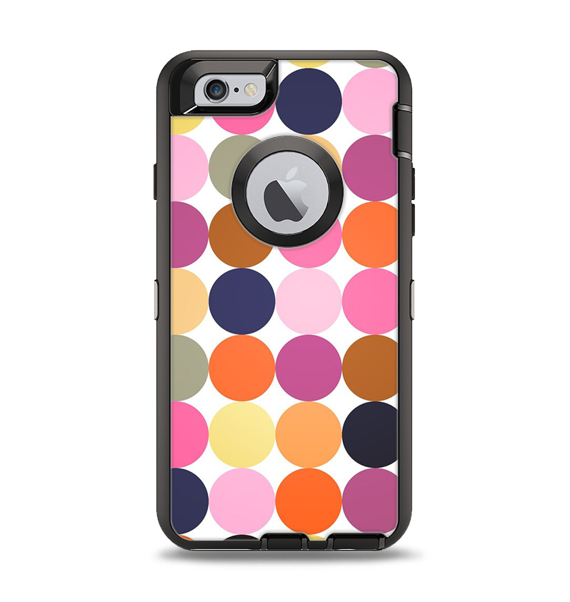 The Solid Pink & Blue Colored Polka Dots V2 Apple iPhone 6 Otterbox Defender Case Skin Set