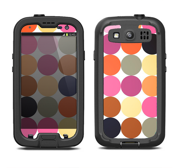 The Solid Pink & Blue Colored Polka Dots V2 Samsung Galaxy S3 LifeProof Fre Case Skin Set