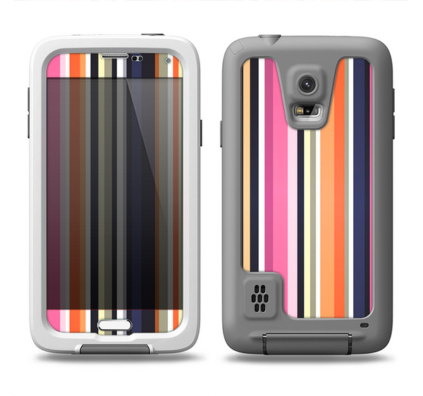 The Solid Pink & Blue Colored Stripes Samsung Galaxy S5 LifeProof Fre Case Skin Set