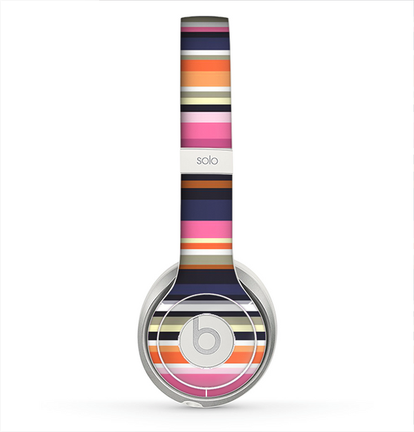 The Solid Pink & Blue Colored Stripes Skin for the Beats by Dre Solo 2 Headphones
