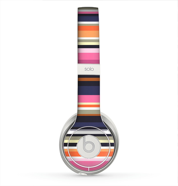 The Solid Pink & Blue Colored Stripes Skin for the Beats by Dre Solo 2 Headphones