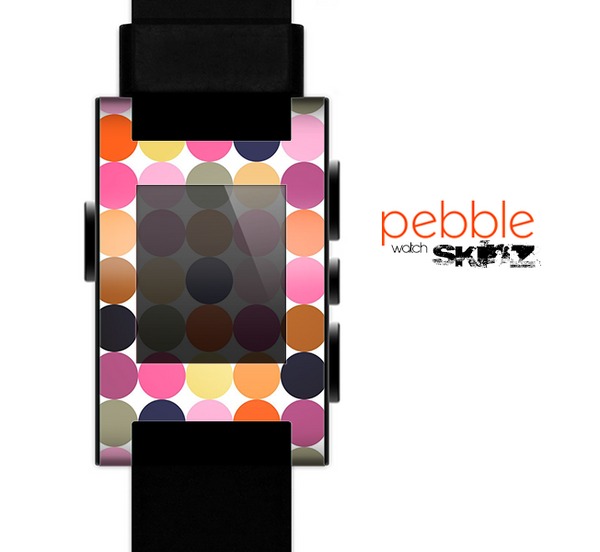 The Solid Pink & Blue Colored Polka Dots V2 Skin for the Pebble SmartWatch