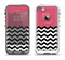 The Solid Pink with Black & White Chevron Pattern Apple iPhone 5-5s LifeProof Fre Case Skin Set