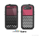 The Solid Pink with Black & White Chevron Pattern Skin For The Samsung Galaxy S3 LifeProof Case