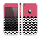 The Solid Pink with Black & White Chevron Pattern Skin Set for the Apple iPhone 5s