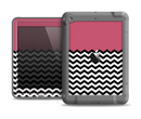 The Solid Pink with Black & White Chevron Pattern Apple iPad Air LifeProof Fre Case Skin Set