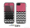 The Solid Pink with Black & White Chevron Pattern Skin for the Apple iPhone 5c LifeProof Case