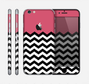 The Solid Pink with Black & White Chevron Pattern Skin for the Apple iPhone 6