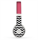The Solid Pink with Black & White Chevron Pattern Skin for the Beats by Dre Solo 2 Headphones