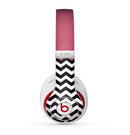The Solid Pink with Black & White Chevron Pattern Skin for the Beats by Dre Studio (2013+ Version) Headphones