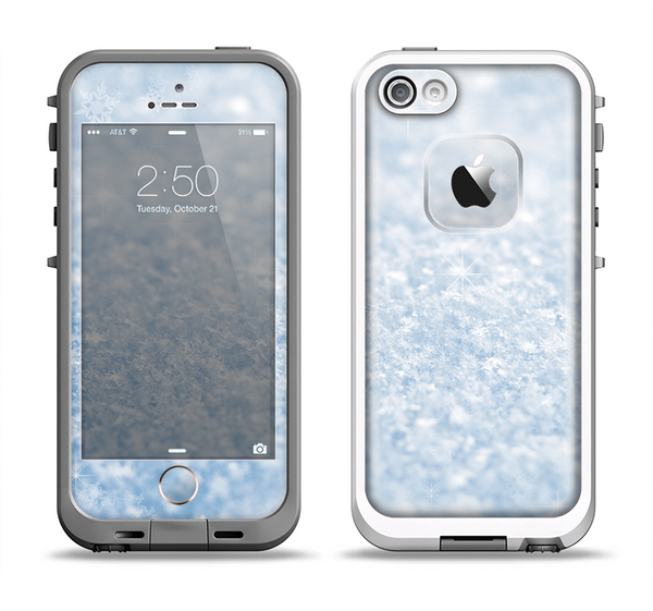The Sparkly Snow Texture Apple iPhone 5-5s LifeProof Fre Case Skin Set