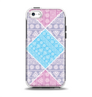 The Squared Pink & Blue Textile Patterns Apple iPhone 5c Otterbox Symmetry Case Skin Set