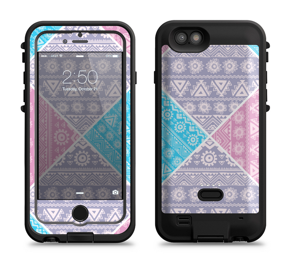 The Squared Pink & Blue Textile Patterns Apple iPhone 6/6s LifeProof Fre POWER Case Skin Set