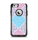 The Squared Pink & Blue Textile Patterns Apple iPhone 6 Otterbox Commuter Case Skin Set