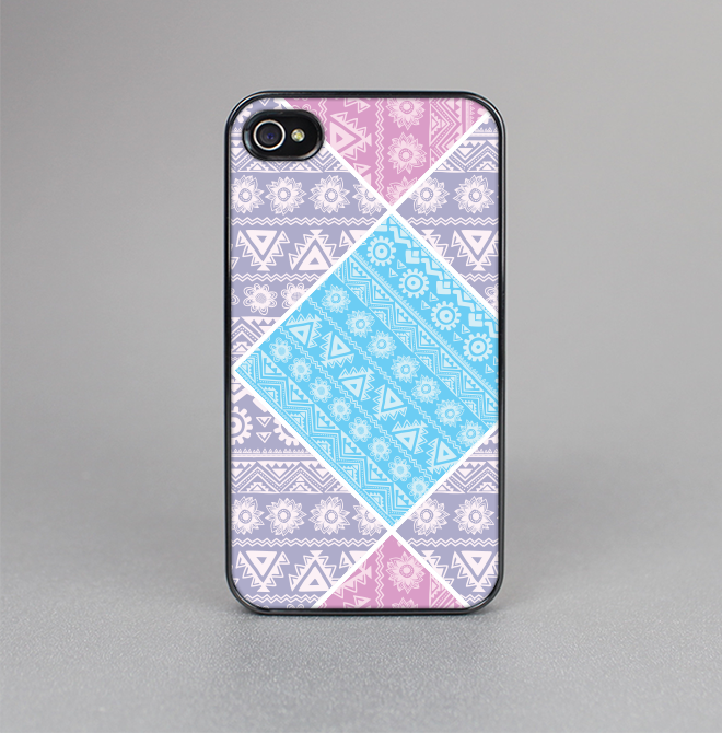 The Squared Pink & Blue Textile Patterns Skin-Sert for the Apple iPhone 4-4s Skin-Sert Case