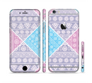 The Squared Pink & Blue Textile Patterns Sectioned Skin Series for the Apple iPhone 6s Plus